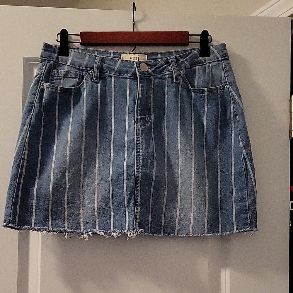 YMI Blue and White A-Line Mini Skirt Casual